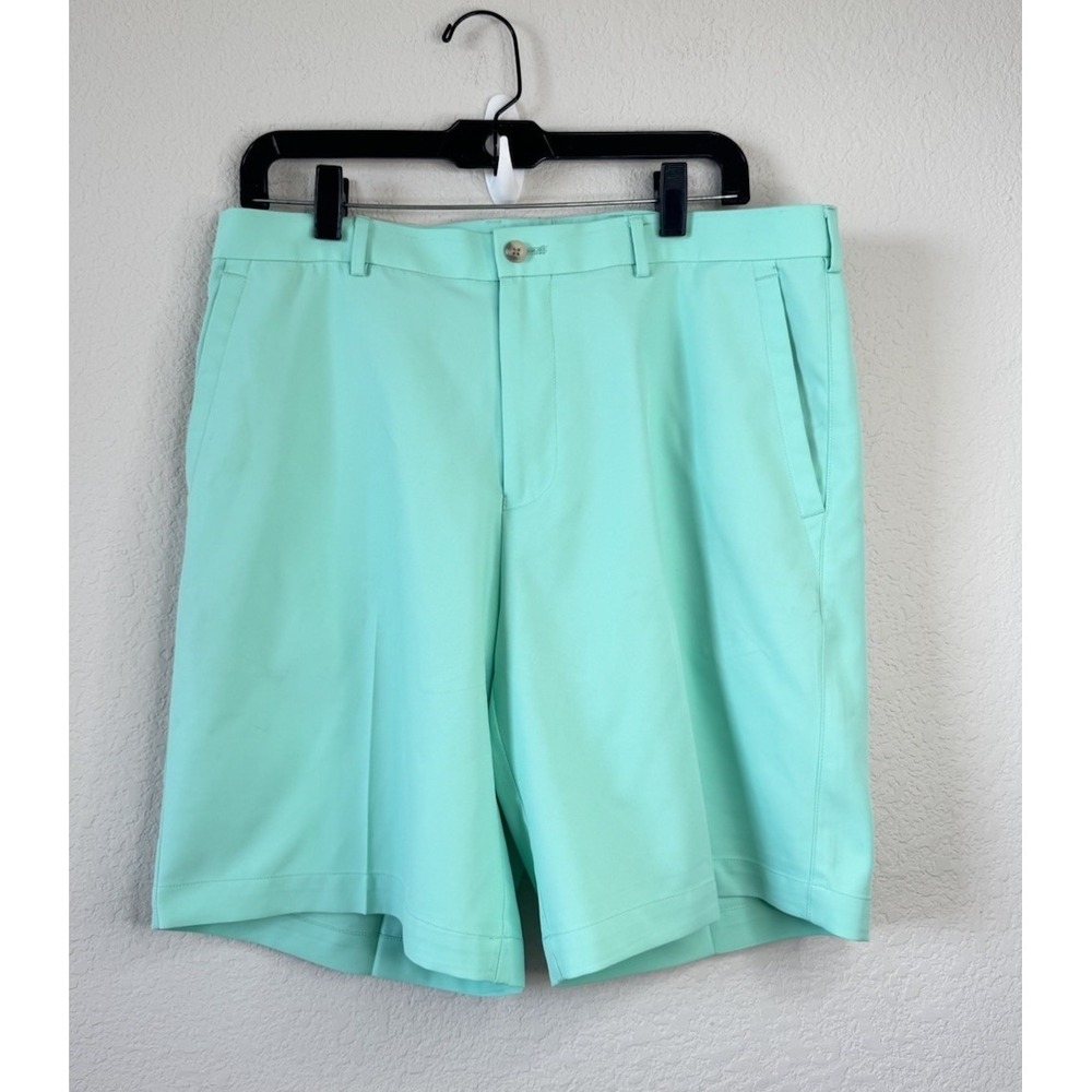 Peter Millar Crown Sport Wicking Shorts 34 9" Cyan Performance Golf Classic Fit